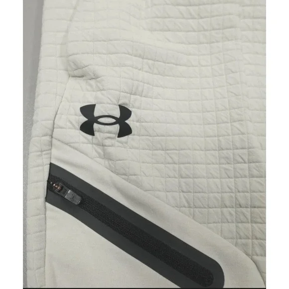 Under Armour Unstoppable Fleece Grid Joggers Cream 1386544-110 Men's‎ Size LARGE - Picture 14 of 15